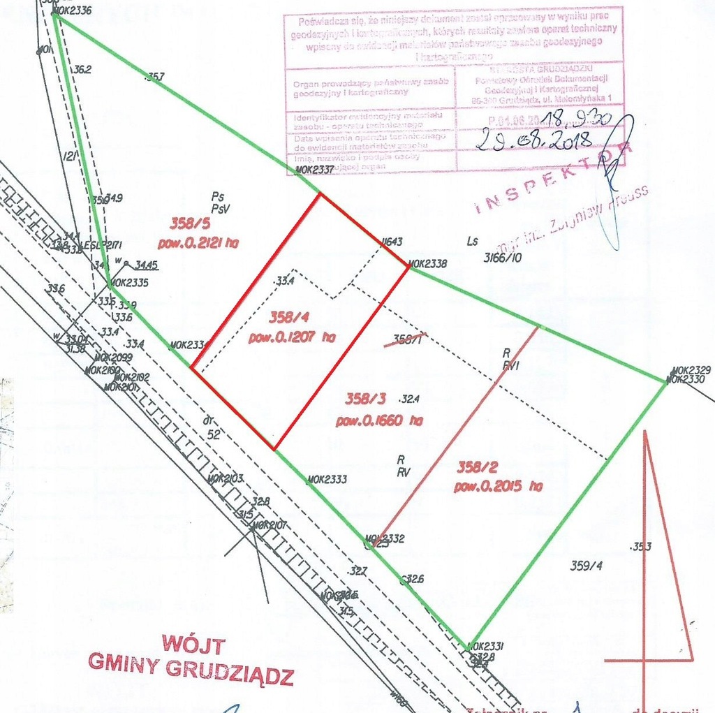 Działka budowlana Mokre k/Grudziądza 1207 m2