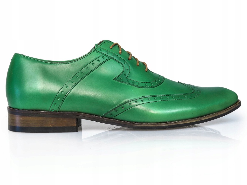 Zielone męskie buty wizytowe - brogsy T27 42