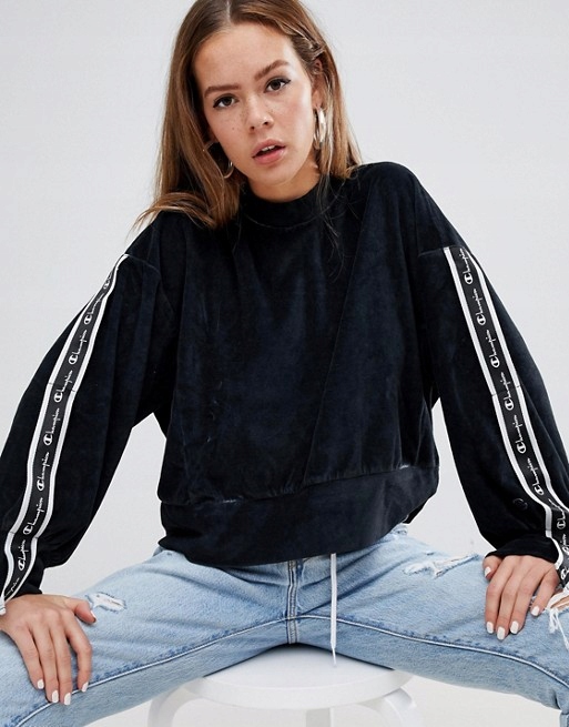 BAL12-1R CHAMPION WELUROWA BLUZA OVERSIZE CROP 42