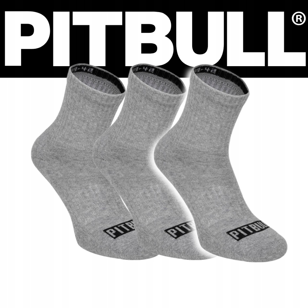 PITBULL WEST COAST SKARPETY HIGH ANKLE GRUBE SZARE 3-PAK 43/46