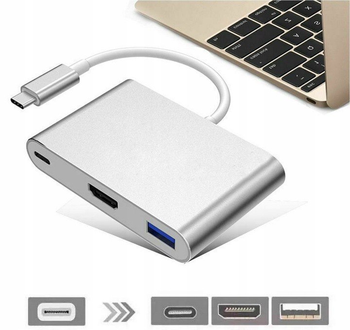 Купить Кабель-адаптер 3-в-1 Тип USB-C USB 3.1 HDMI 4K USB: отзывы, фото, характеристики в интерне-магазине Aredi.ru