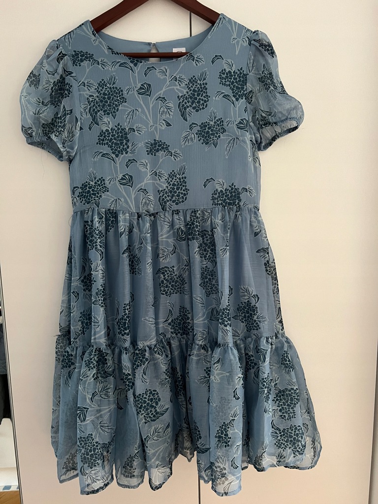 Cool Club 158 niebieska sukienka tiulowa z falbankami