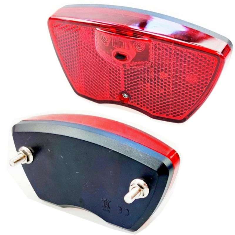 Lampa rowerowa TYŁ na bagażnik 3xLED z włącznikiem - 2-funkcje - 2xAAA