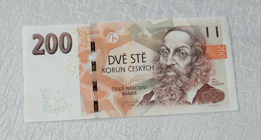CZECHY 200 Koron 2018 JAN AMOS KOMENSKY 12572499634 oficjalne