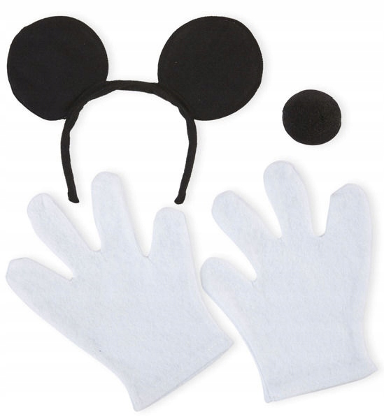 ZESTAW MYSZ MICKEY USZY NOS RĘKAWICZKI MYSZKI