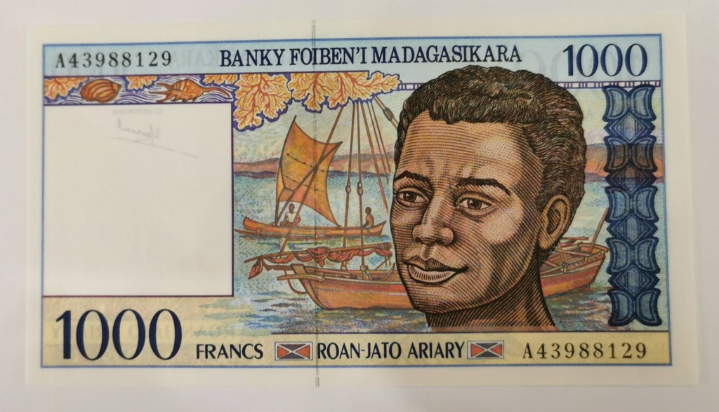 1000 FRANKÓW MADAGASKAR 1994 stan UNC