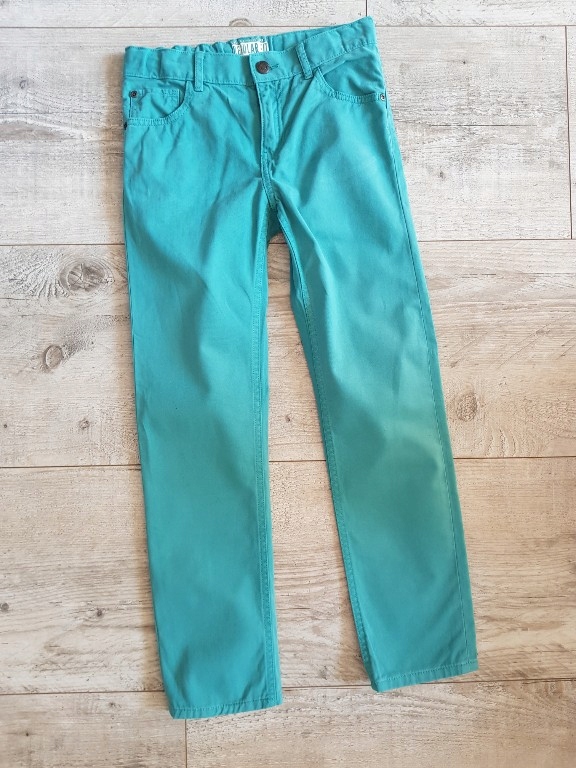 spodnie regular fit h&m zielone 140