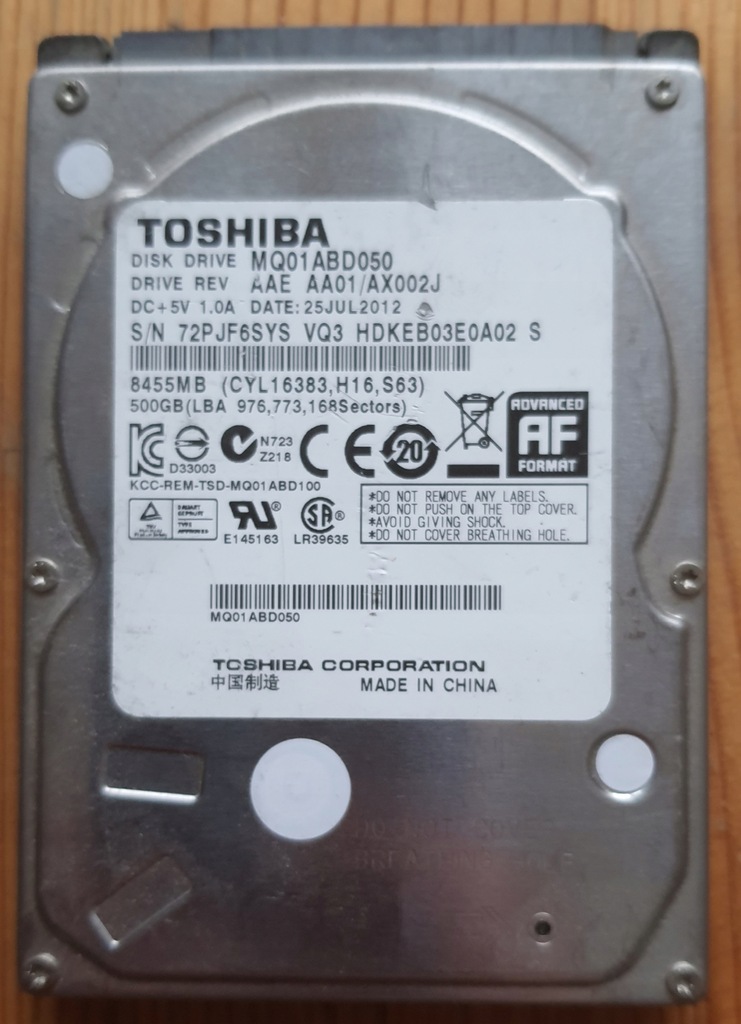 Dysk HDD TOSHIBA 500GB MQ01ABD050