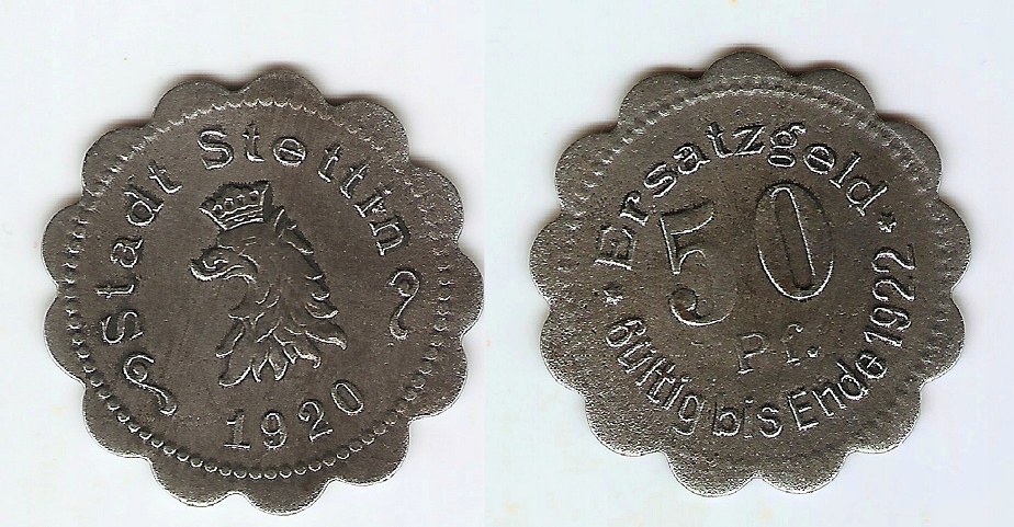 + Stettin/Szczecin 50 Pfennig 1920 cynk