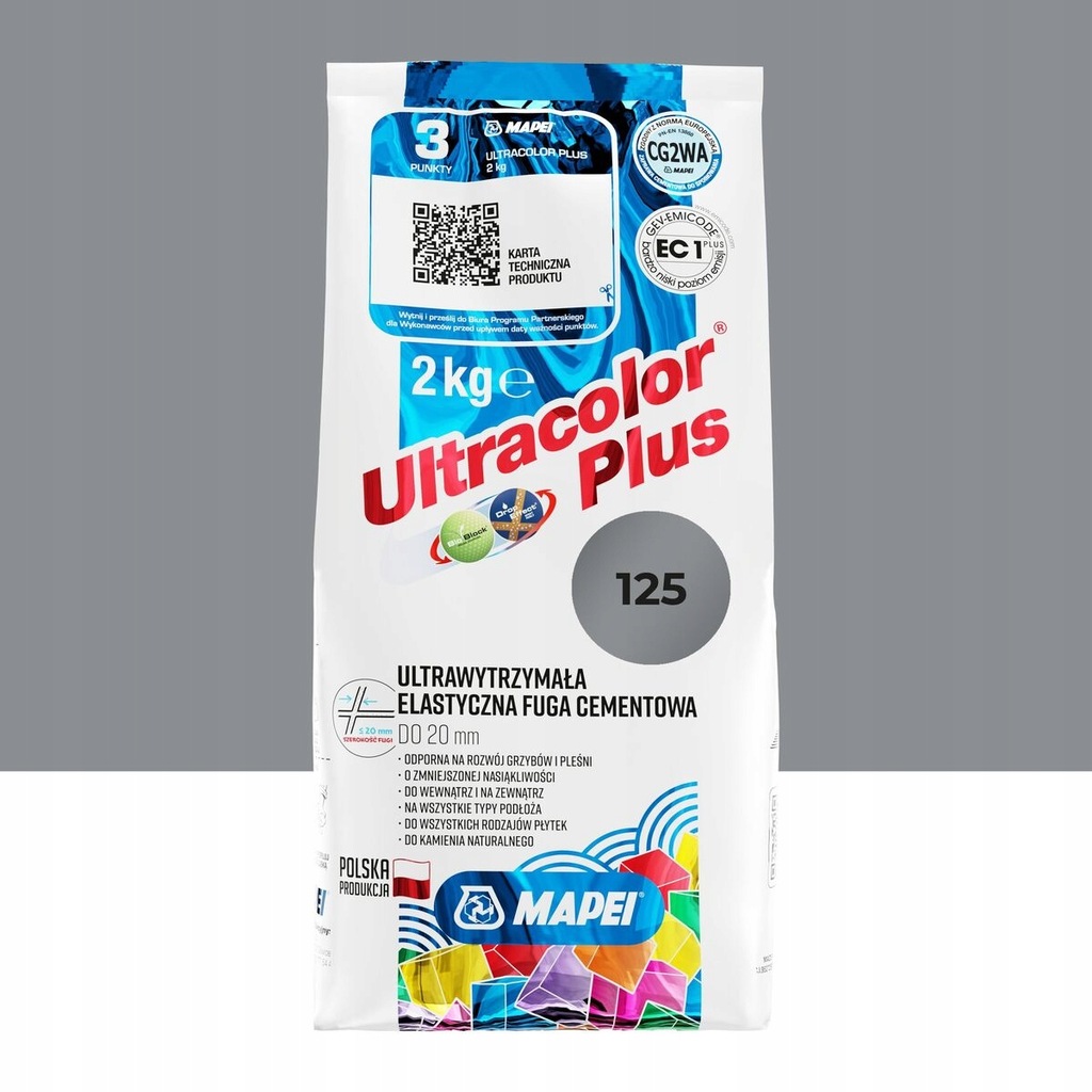 Fuga Ultracolor Plus 125 Szary 2 kg Mapei