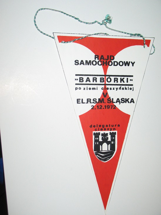 RAJD SAMOCHODOWY BARBÓRKI 1972 CIESZYN proporczyk