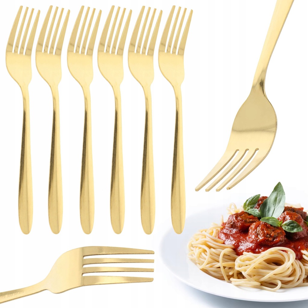 ZŁOTE WIDELCE STOŁOWE OBIADOWE SZTUĆCE WIDELEC ELEGANCKI ZESTAW 6 szt.