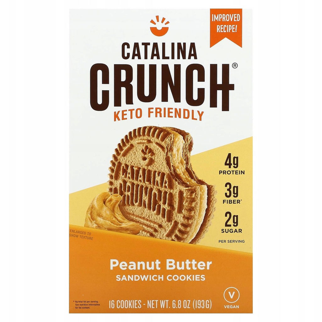 Catalina Crunch, Keto Kanapki Ciasteczka, Masło Orzechowe, 16 ciasteczek, 6