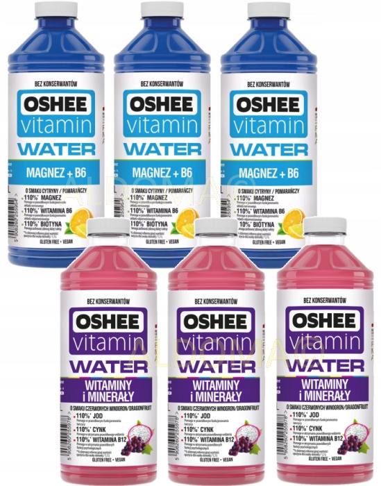 OSHEE Vitamin Water 6 BUTELEK x 1100ml 6,6 litra