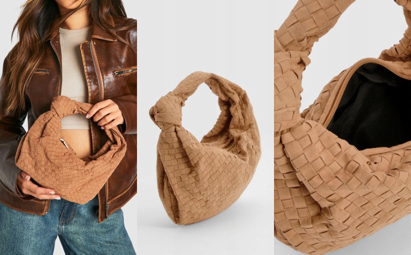 1E0A64 A02 BOOHOO BRĄZOWA TOREBKA Z EKOZAMSZU