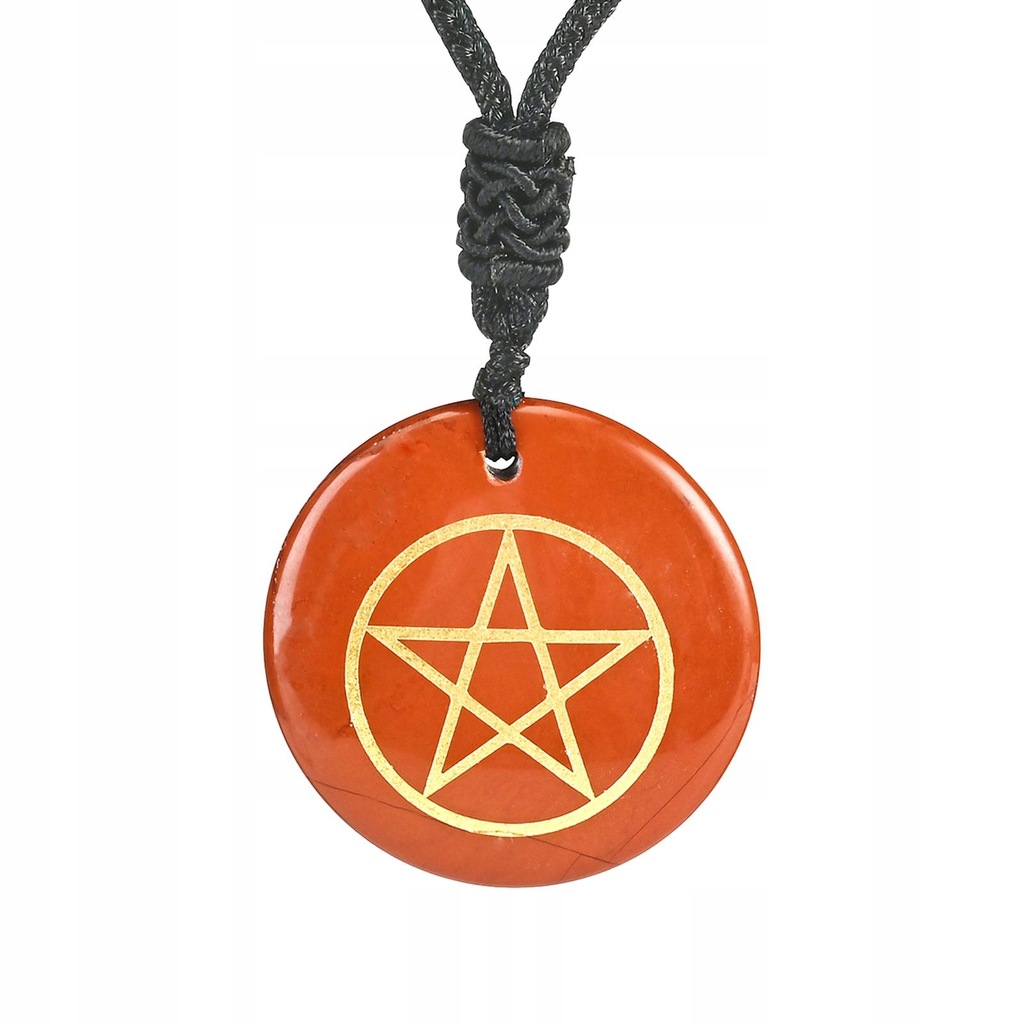 Stone Pendant Necklace Pentagram Charm Red