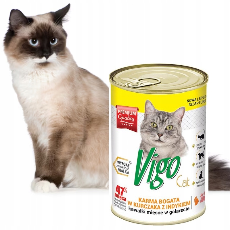 Vigo Mokra karma dla kota kurczak z indykiem zestaw puszek 10 szt x 415 g