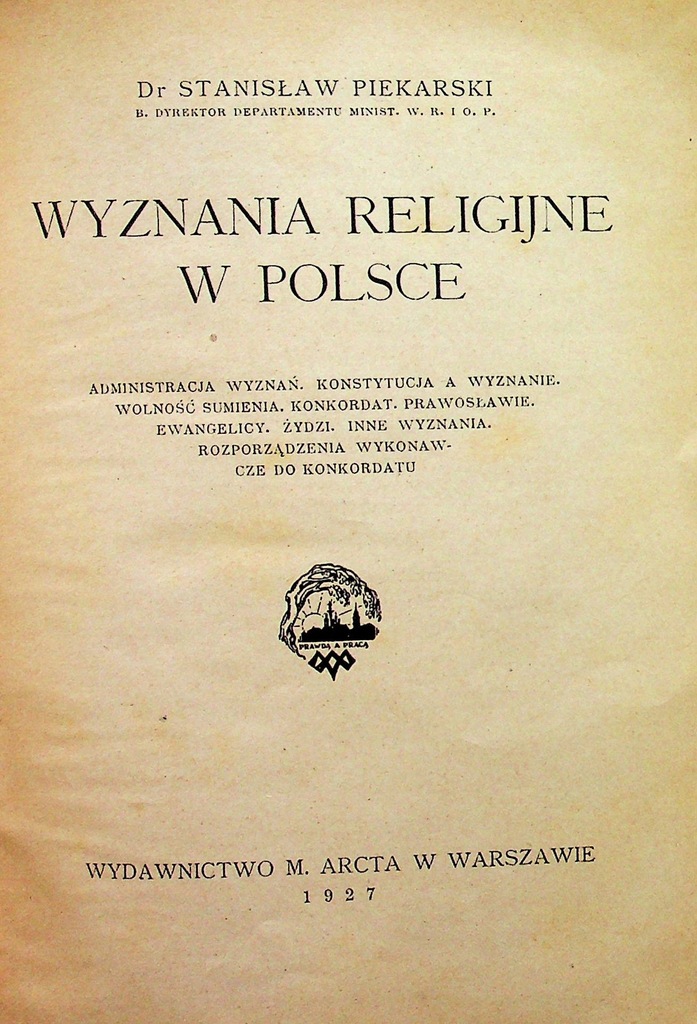 Wyznania religijne w Polsce 1927 r.