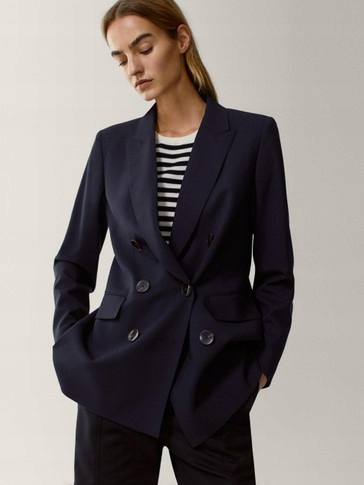 Massimo Dutti MARYNARKA DWURZĘDOWA WEŁNIANA 38 B71