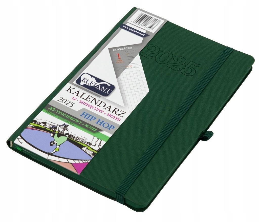 KALENDARZ 2025 A5 12M + NOTES HIP HOP ZIELONY