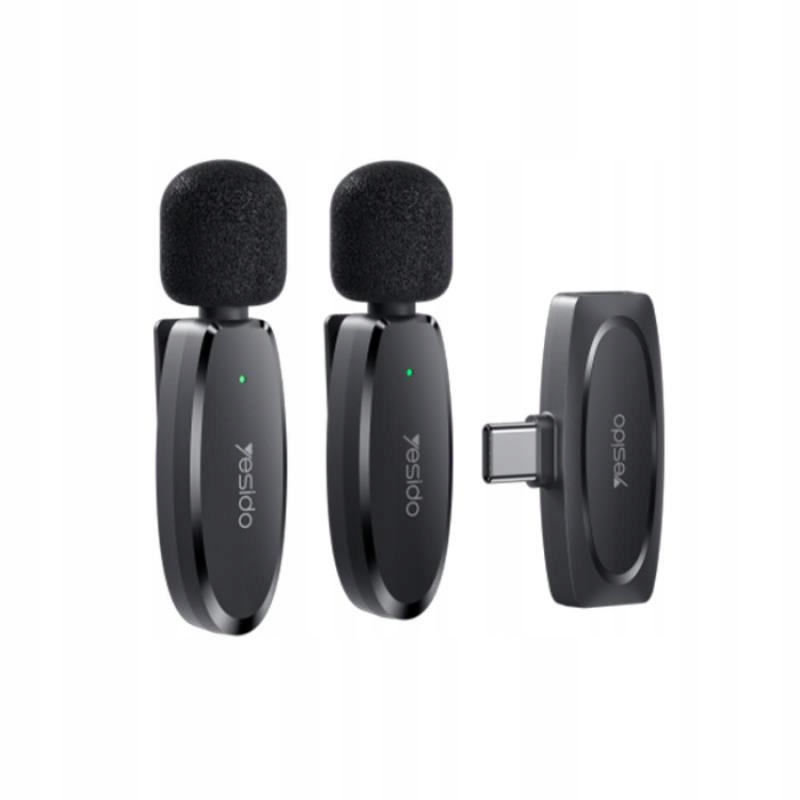 Yesido KR13 Mikrofon MEMS 2szt. na Klips Type-C, Wireless 2.4GHz, BLACK / C