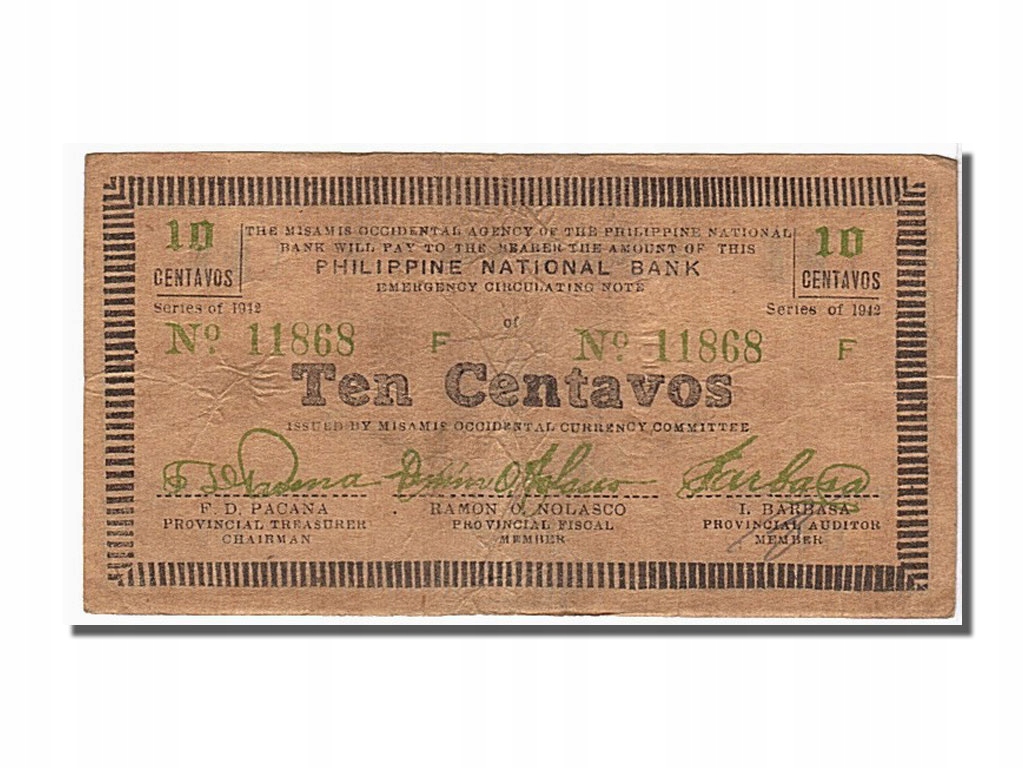 Banknot, Filipiny, 10 Centavos, 1942, AU(55-58)