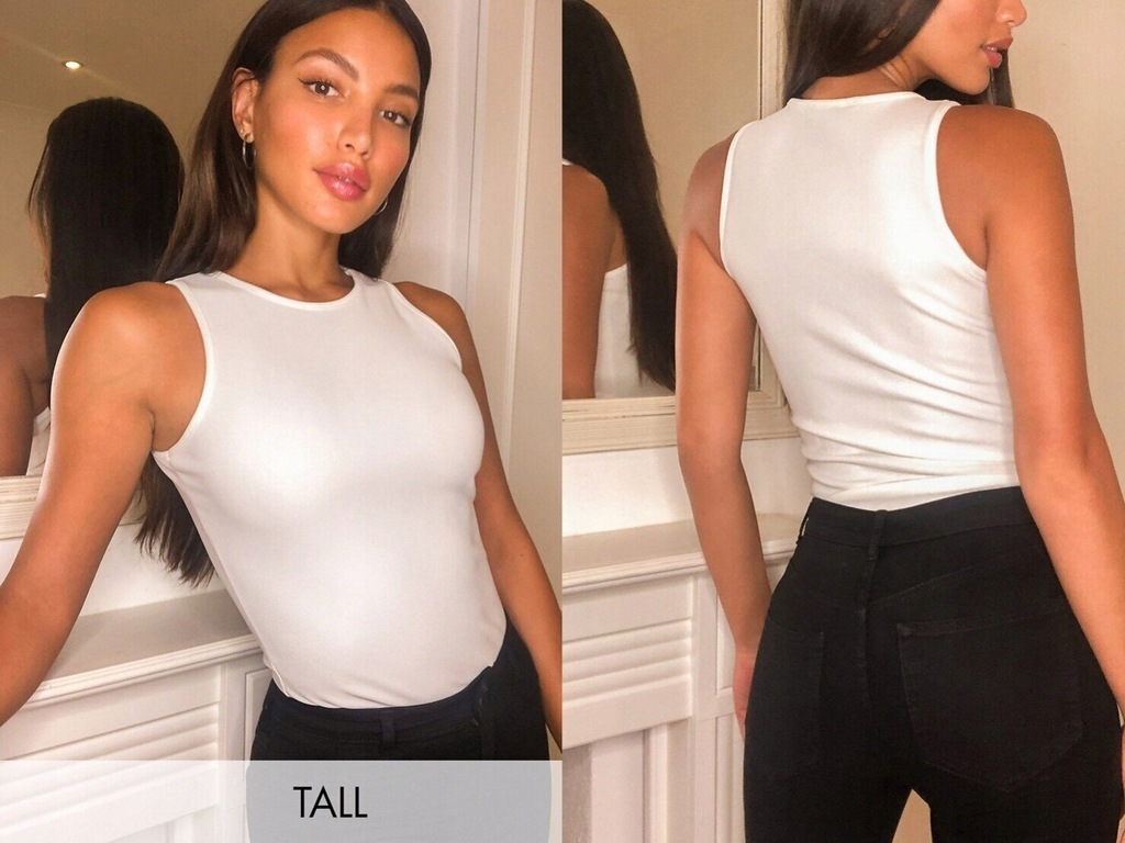 Missguided Tall Białe body klasyczne M (38)