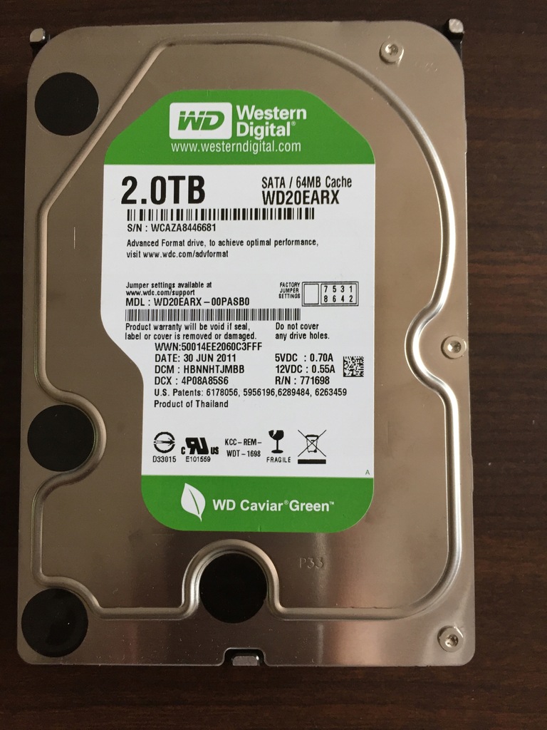 Dysk twardy HDD WD Green WD20EARX 2000GB