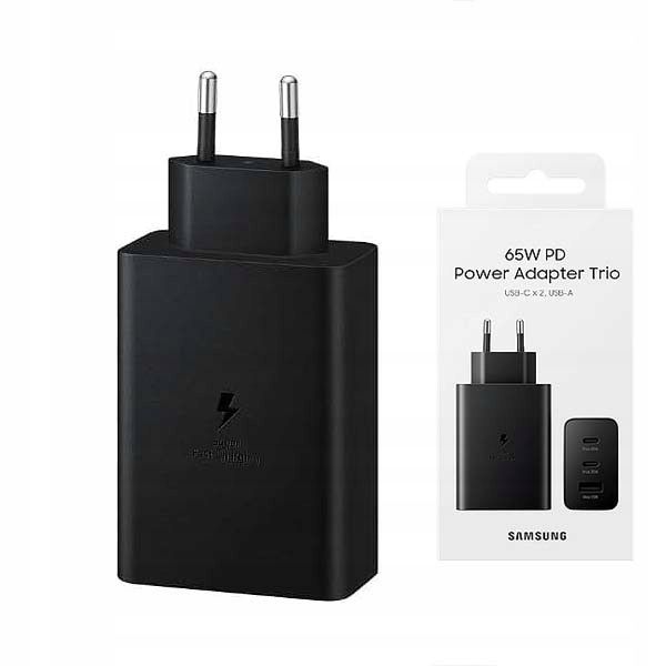 ŁADOWARKA SIECIOWA PD 2xUSB-C 1xUSB SAMSUNG EP-T6530NBEGEU 65W CZARNY BOX