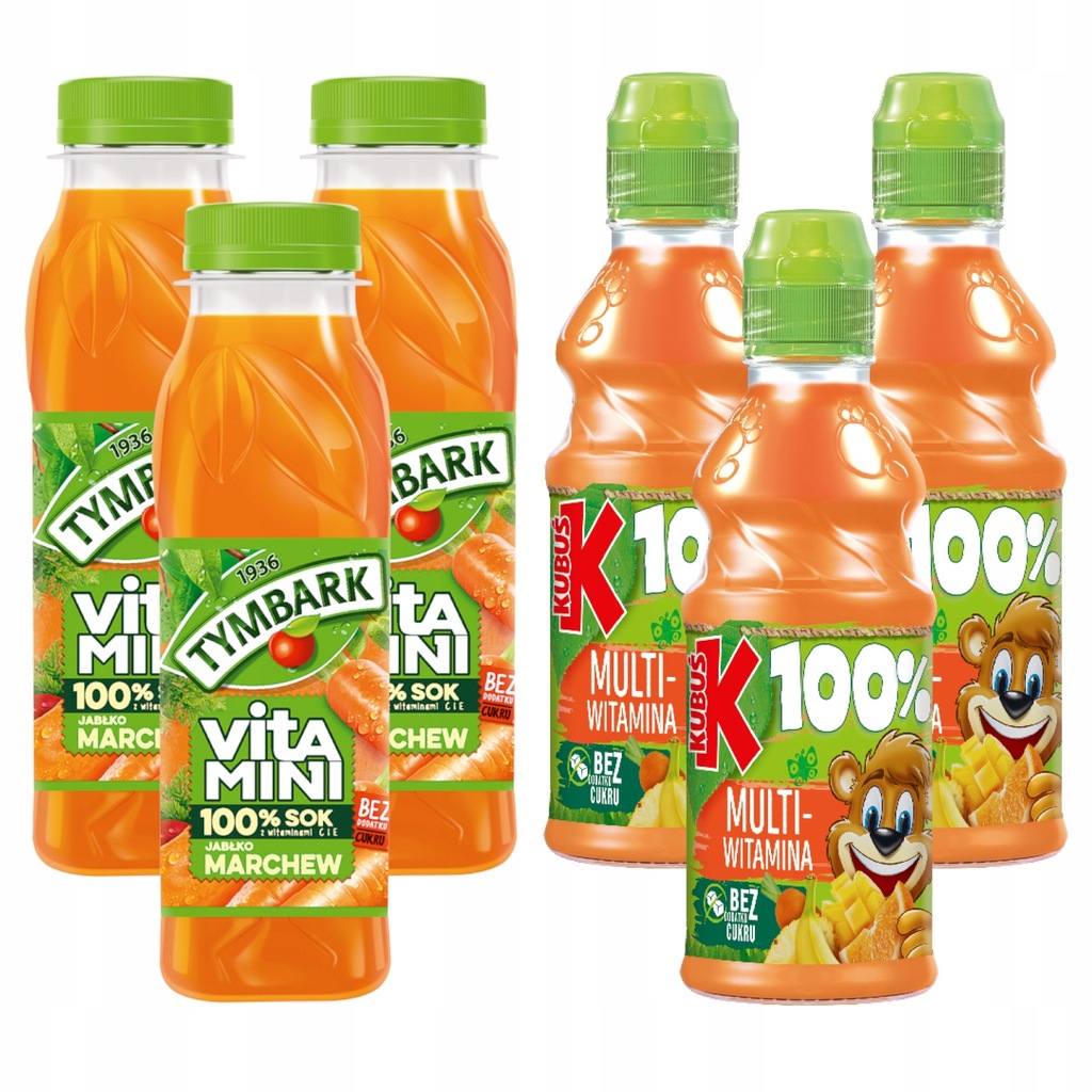 Sok Tymbark Vitamini Kubuś 100% Multiwitaina Zestaw 6 x 300ml