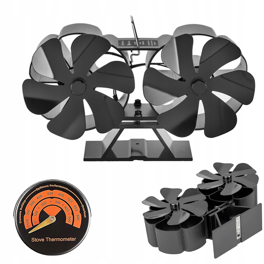 Indoor Home Heater Twin Motor 12 Blades Eco fan Dual Head Stove Top Fan New