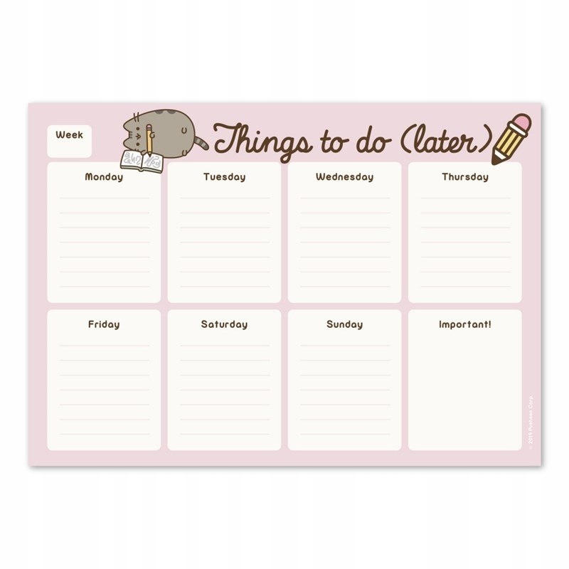 Pusheen - Planner tygodniowy na biurko z kolekcji