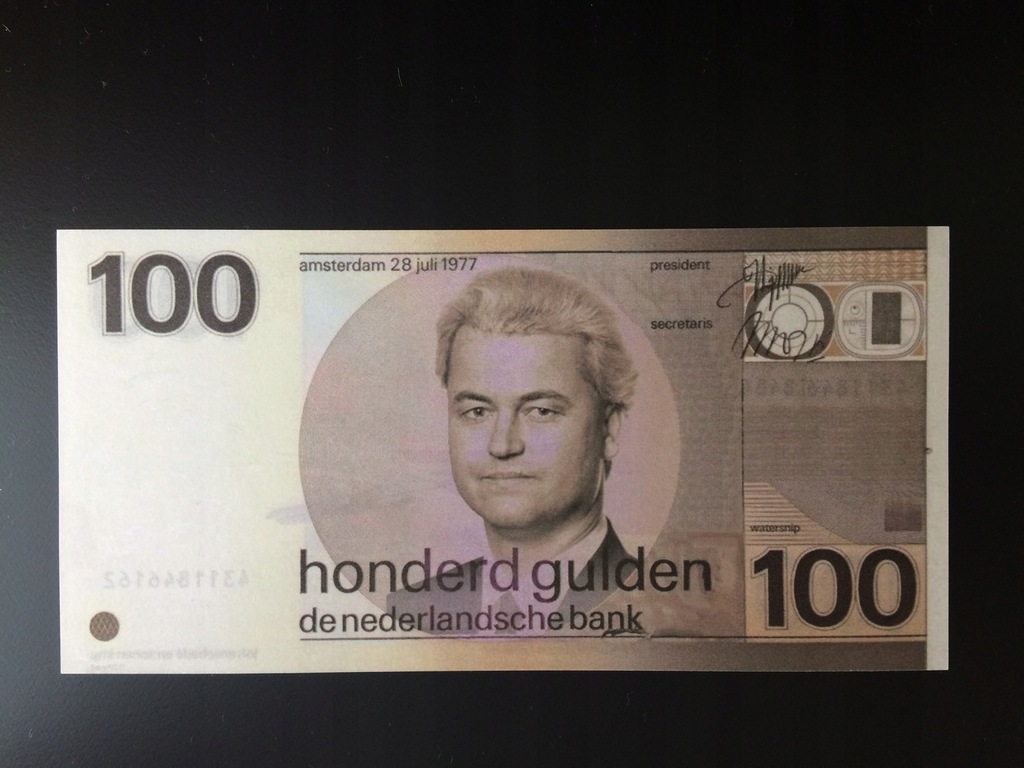 Holandia 100 guldenów Geert Wilders Snip UNC