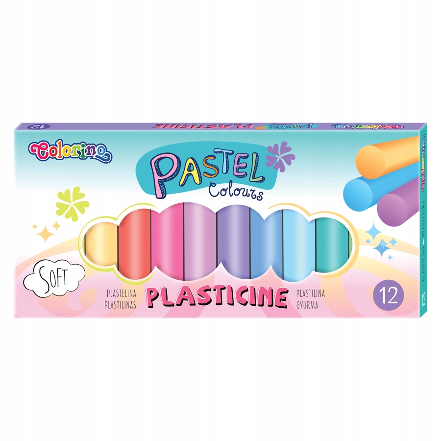 PLASTELINA 12 KOLORÓW MIĘKKA COLORINO PASTELOWA