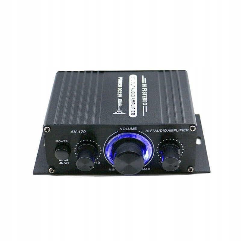 MINI WZMACNIACZ HIFI WZMACNIACZ MOCY STEREO 20HZ-20KHZ SREBRNY