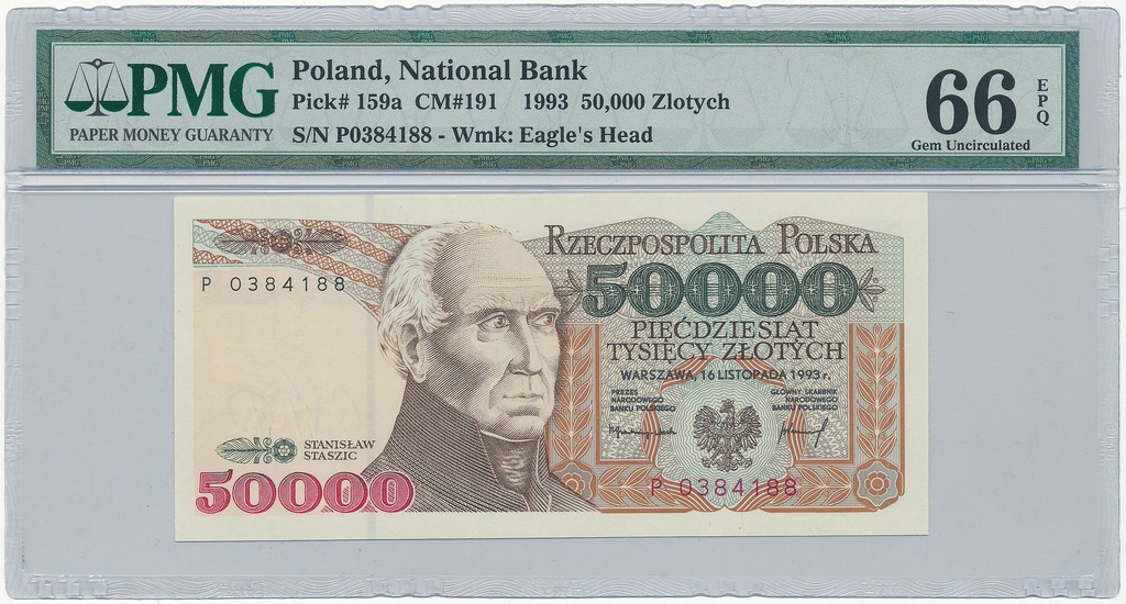 50.000 złotych 1993 - P - PMG 66 EPQ