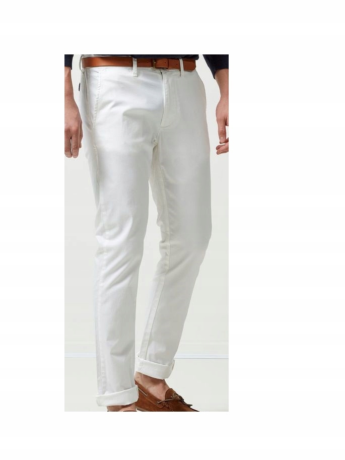 SELECTED chinosy spodnie białe pasek nowe 33 32