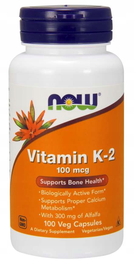 NOW FOODS WITAMINA K2 MK-4 100MCG 100VC MK4 KOŚCI