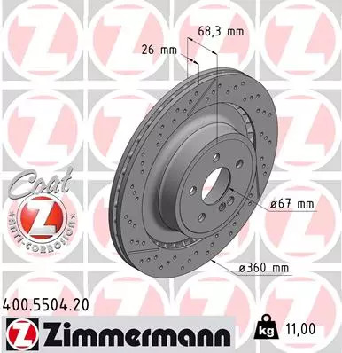 ZIMMERMANN TARCZE+KLOCKI T MERCEDES E63 AMG W212