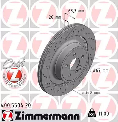 ZIMMERMANN TARCZE+KLOCKI T MERCEDES C63 AMG C204