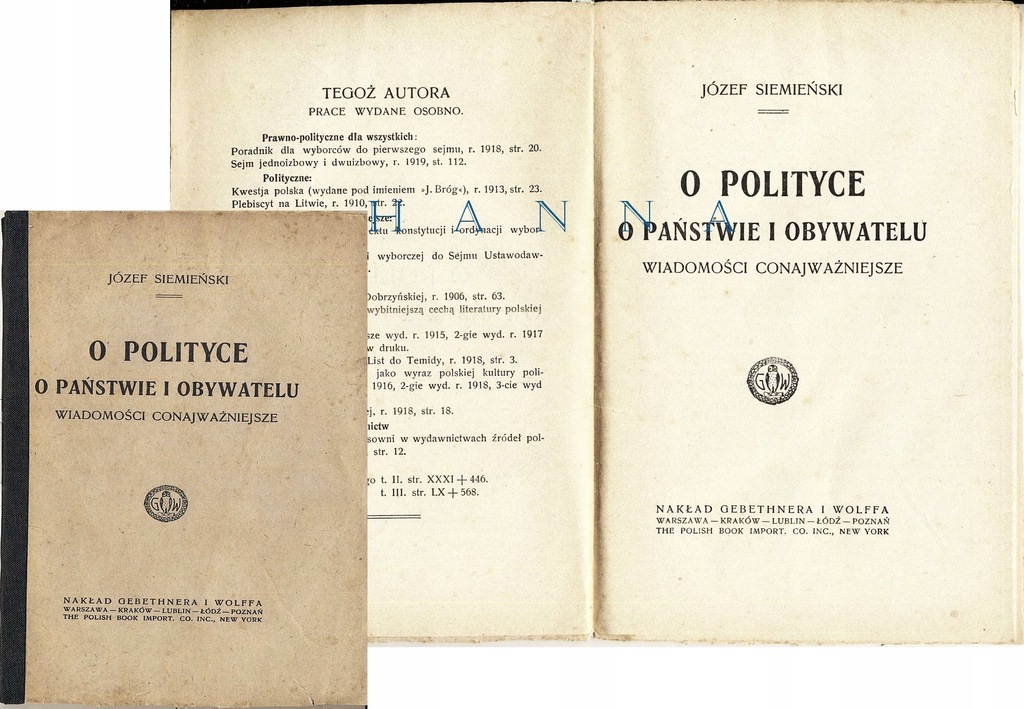 O polityce państwie i obywatelu 1922 Józef Siemieński