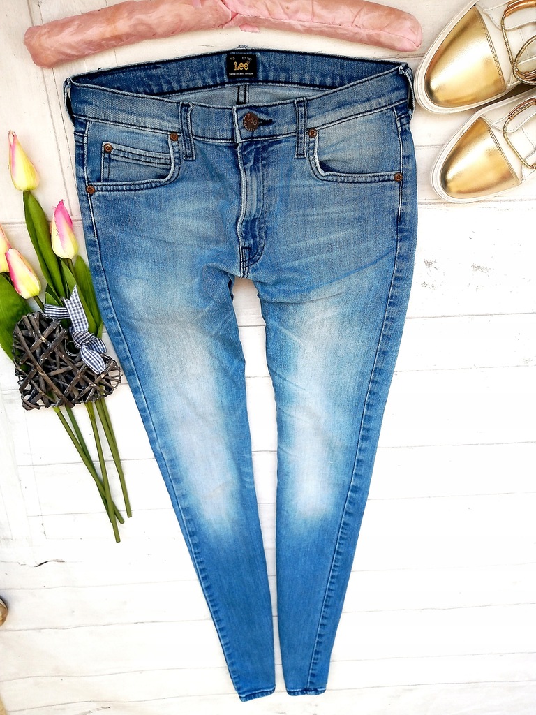 LEE spodnie damskie jeansy klasyczne RURKI S 36