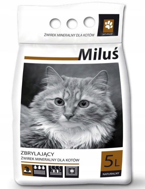 Żwirek Miluś dla kota - Mineralny 5l / 4,5kg