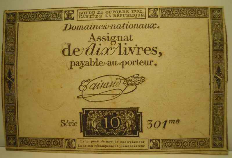 Banknot 10 livres - FRANCJA 1792 rok + CIEKAWOSTKA