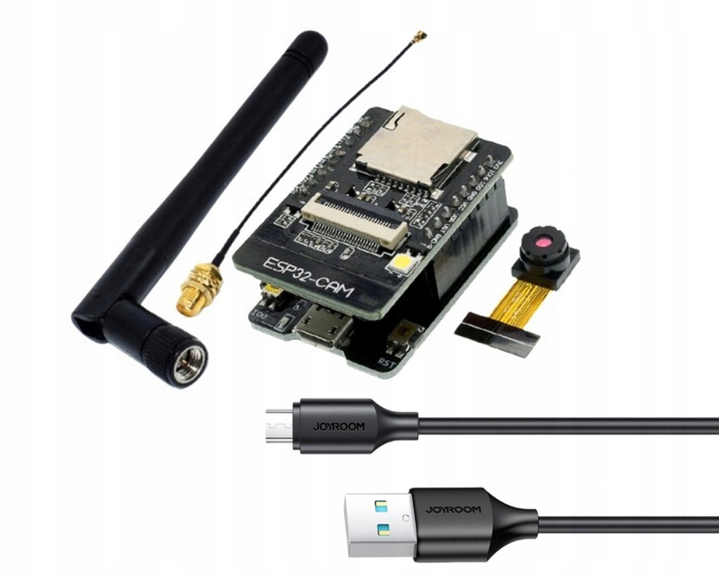 Zestaw ESP32-CAM z kamerą, anteną i kablem USB 0.25m - Nowość