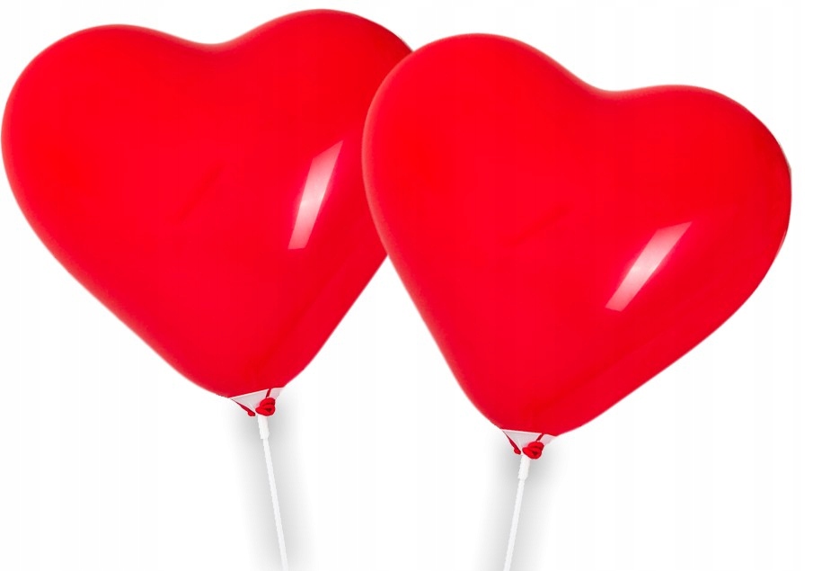 Balony serca czerwone 12 cali z patyczkami 10 szt.