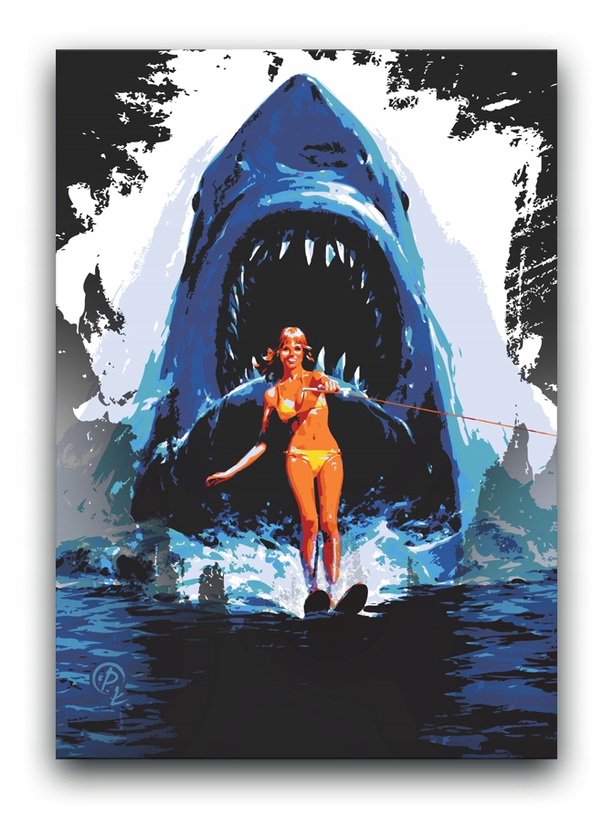 Szczęki - OBRAZ 80x60 - canvas - Jaws rekin