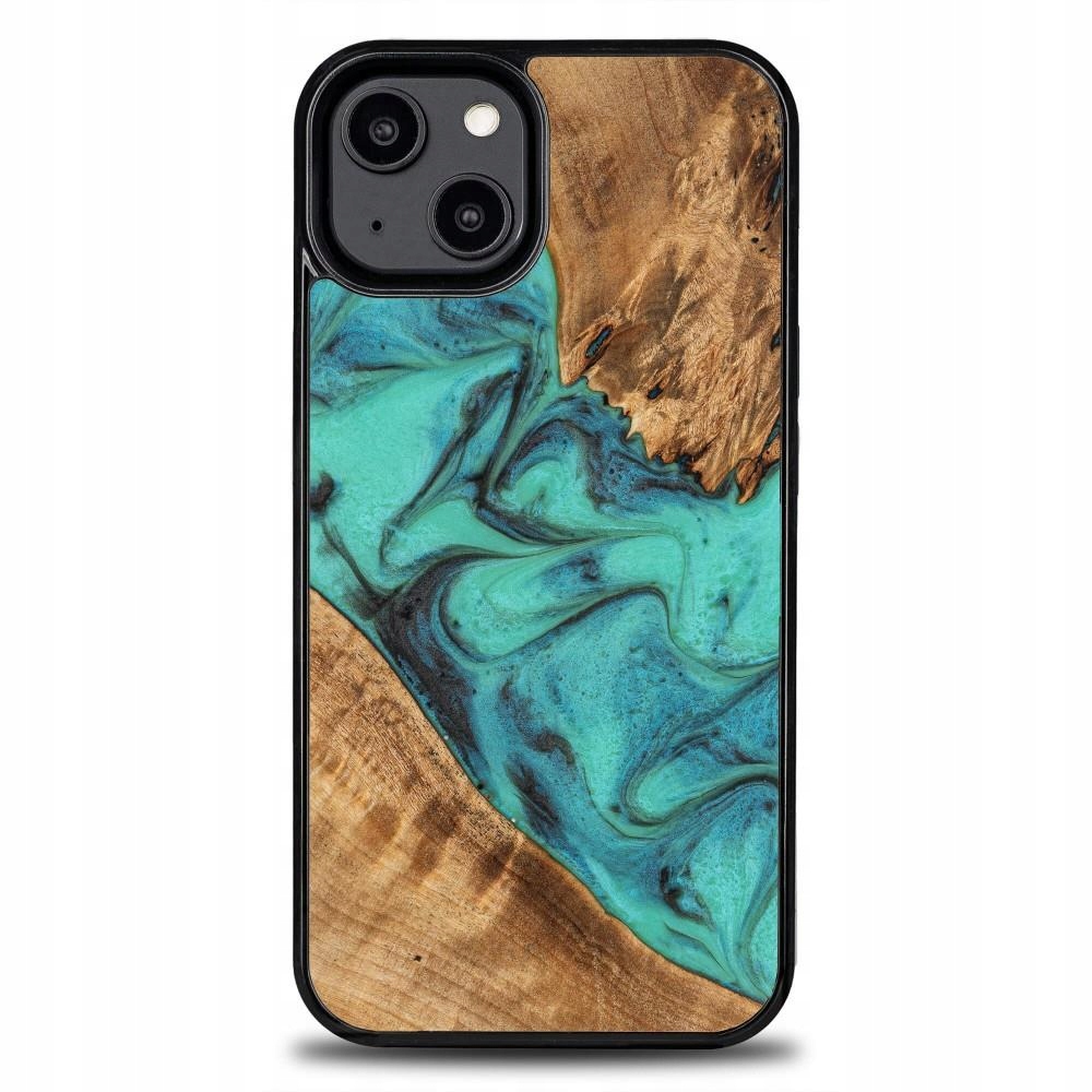 Etui z drewna i żywicy na iPhone 15 Plus Bewood Unique Turquoise - turkusow
