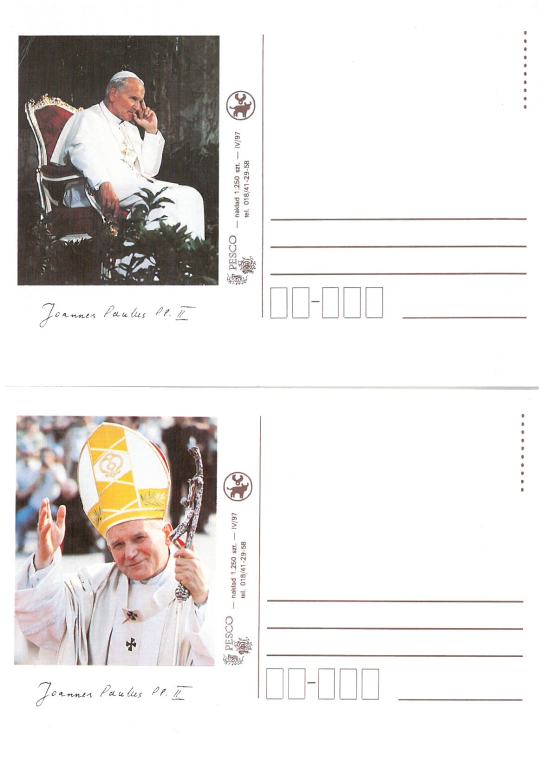 Kartka - 2 kartki poczt z Papieżem JP II 01