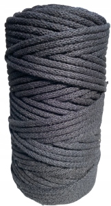 Sznurek bawełniany z rdzeniem PLECIONY do MAKRAM 100m 5mm - czarny